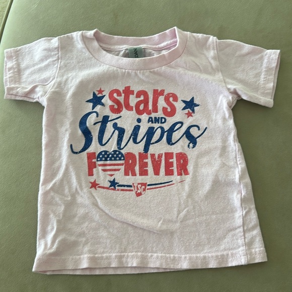 Girls 2T tractor supply farm patriotic Stars and Stripes tee tshirt 4th of July - Picture 1 of 2